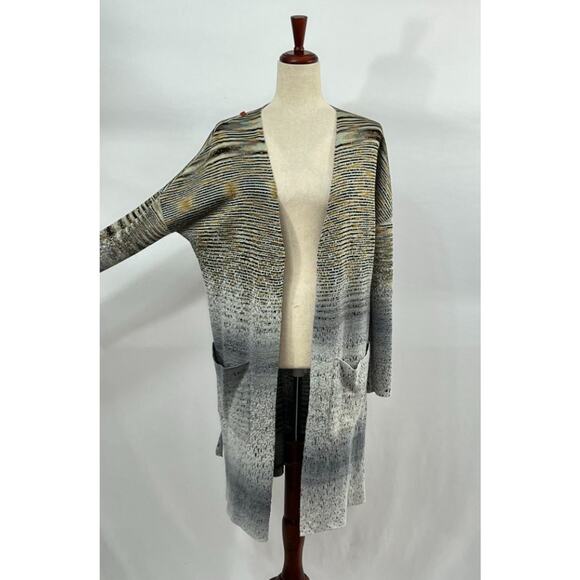 MISSONI Sz 40 Gray Knit Reversible Open Front Cardigan Sweater Duster - Picture 14 of 16